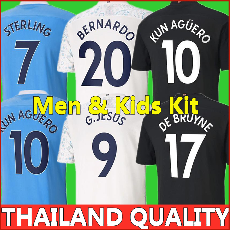 

20 21 soccer jersey city 2021 man STERLING football shirt KUN AGUERO DE BRUYNE GESUS BERNARDO MAHREZ men + kids kit in stock, Black;yellow