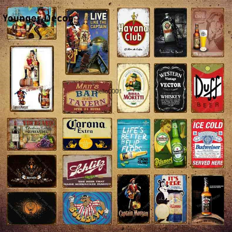 

Western Vintage Vector Whiskey Plaque Beer Metal Signs Bar Pub Decorative Plate Tavern Decor Havana Club Iron Wine Poster YI-151