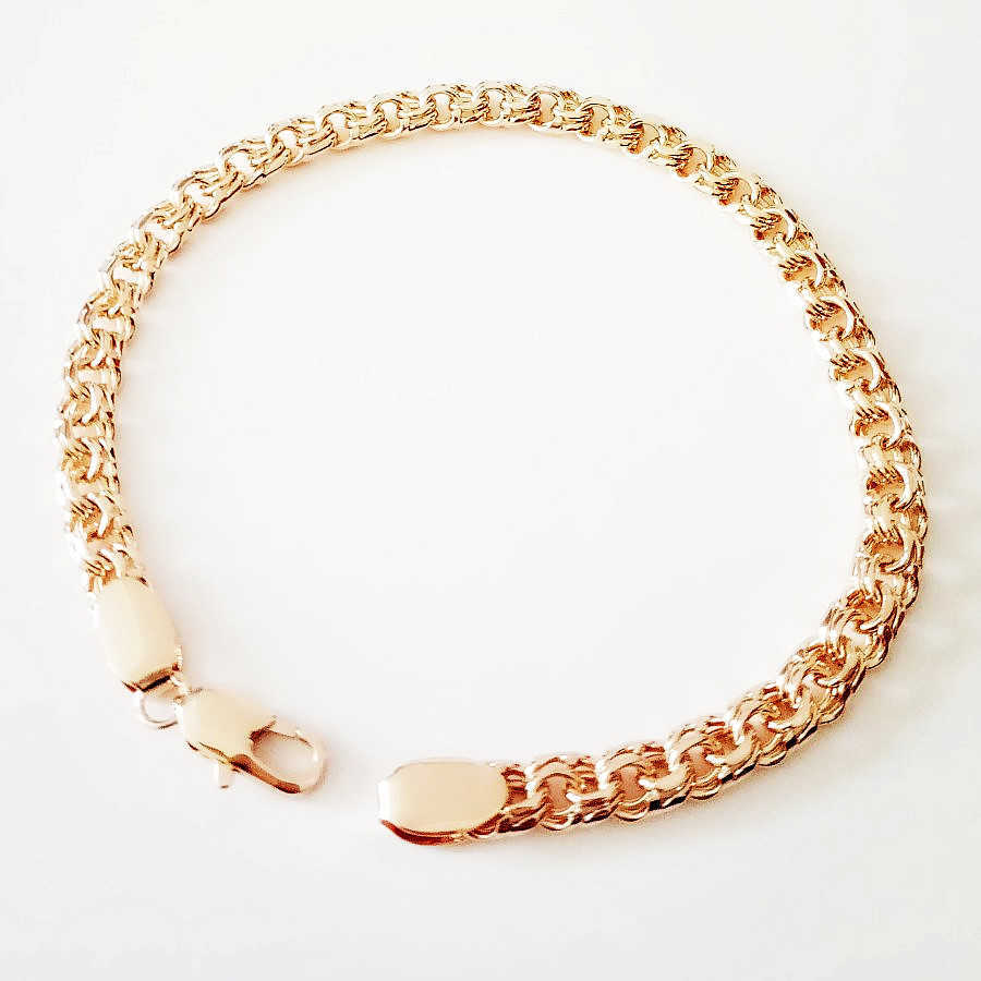 

Men Bracelet Trendy 585 Rose Gold Jewelry Women Men Bismarck Bracelet Long 230MM Hand Charms Gold Bracelet For Men and Women 210609