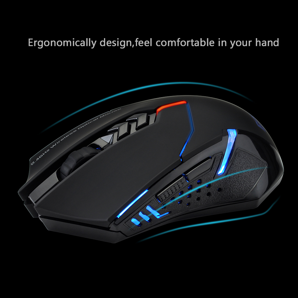  PC066 Wireless Gaming Mouse 2400DPI Portable Gamer Mice With Programmable Side Buttons Ergonomic Grips For Laptop PC (3)