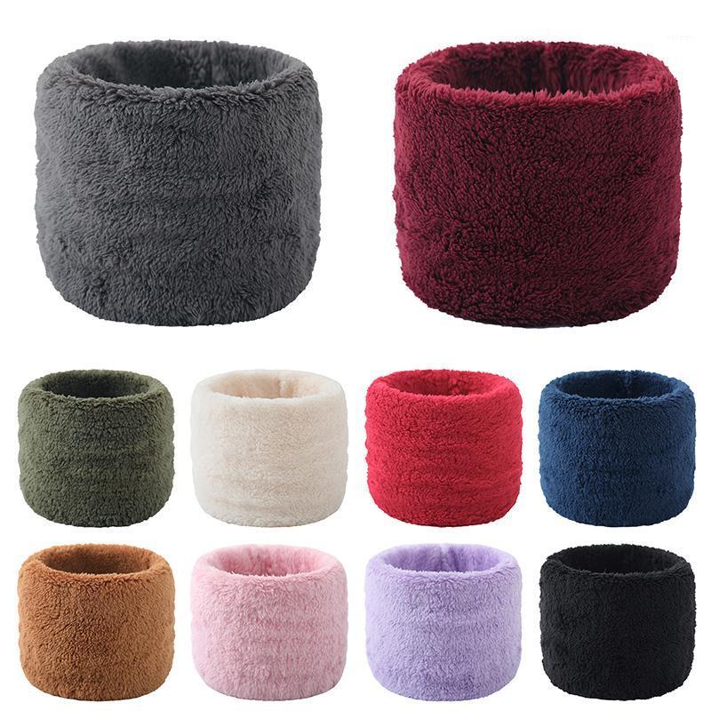 

Scarves Winter Warm Neck Warmer Plush Ring Scarf For Women Men Solid Color Soft Circle Snood Ear Protection Headgear Headband, Blue;gray