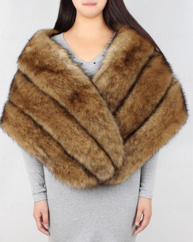 

Women's Fur & Faux Fashion Wide Striped Leather Shawl Accessories With Bridal, Black