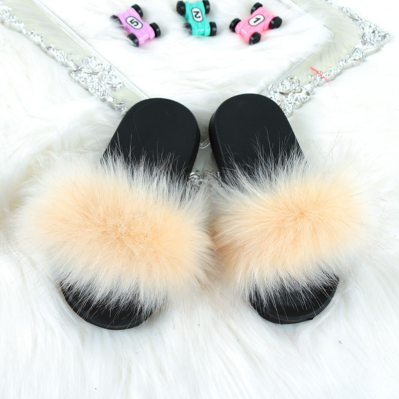 

Kid Girls Faux Fur Slides Sandals Cozy Slippers House Home Shoes 2021, Black;grey