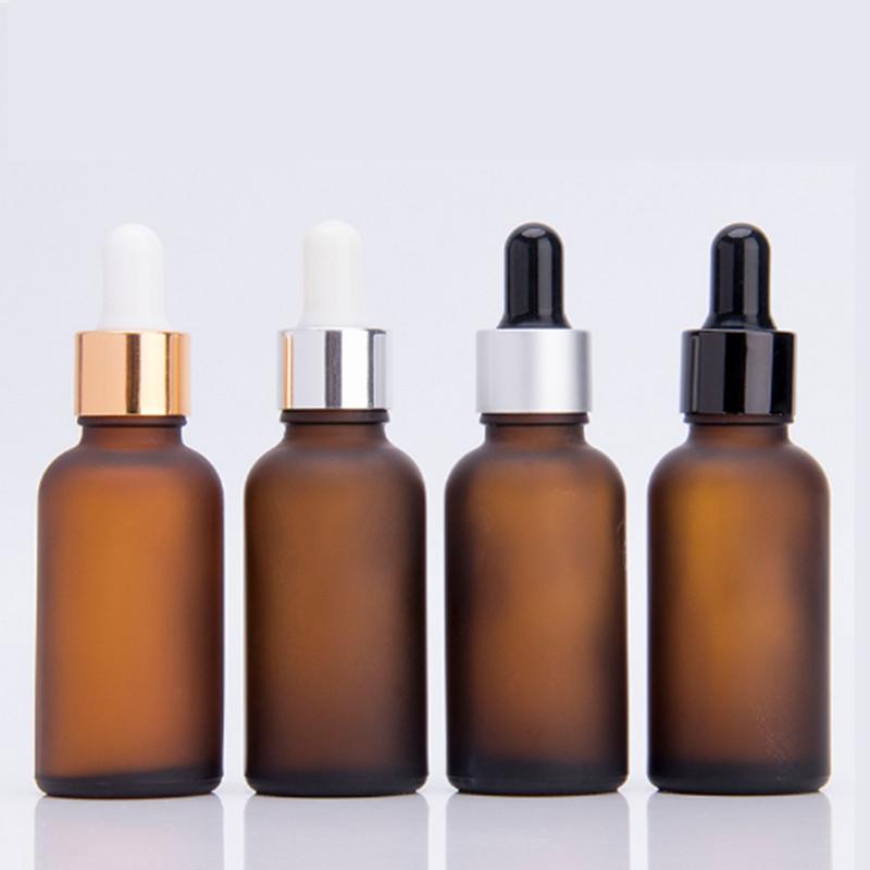 

6ps/Lot 30ml Empty Frosted Dropper Bottle Amber Perfume Glass Vial Nasal Oil e Liquid Makeup Refillable Containers Package