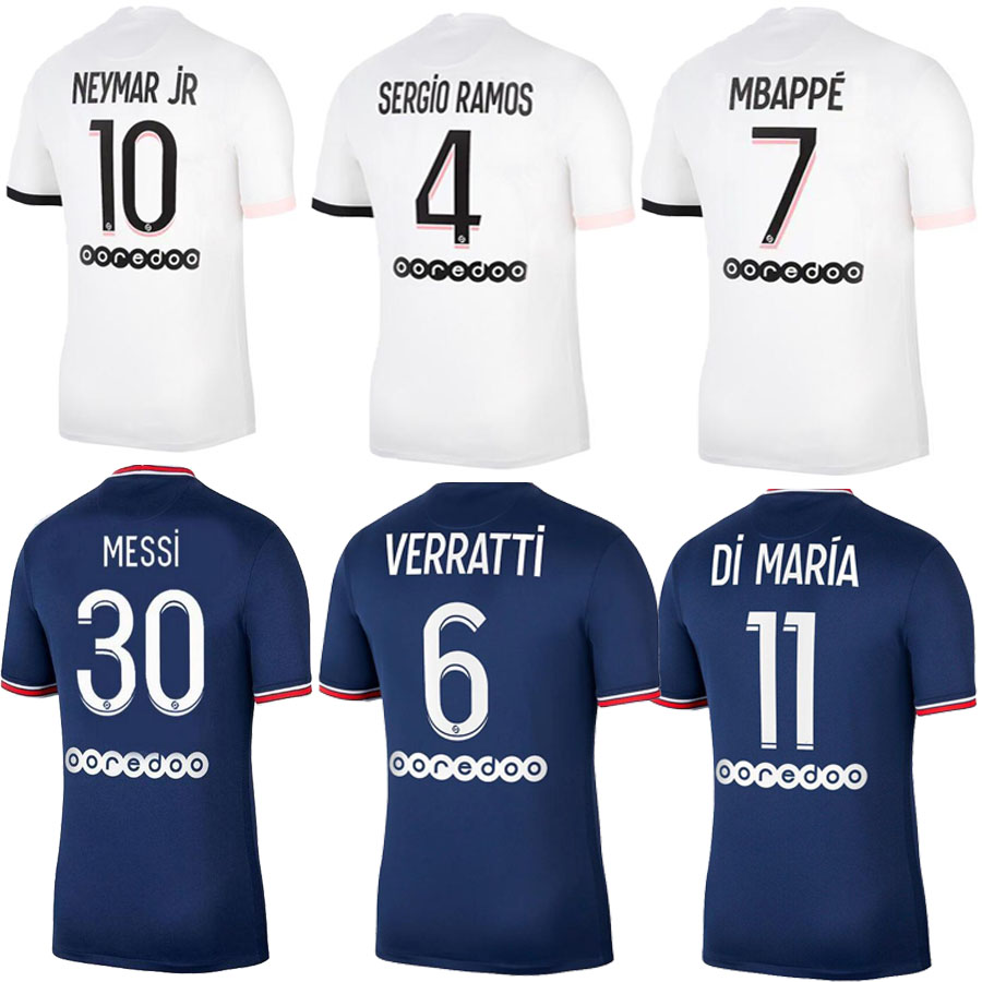 

S-4XL MESSI MBAPPE HAKIMI SERGIO RAMOS WIJNALDUM soccer jersey 21 22 Maillots football shirt 2021 2022 MARQUINHOS men + kids kit uniform enfants maillot de foot
