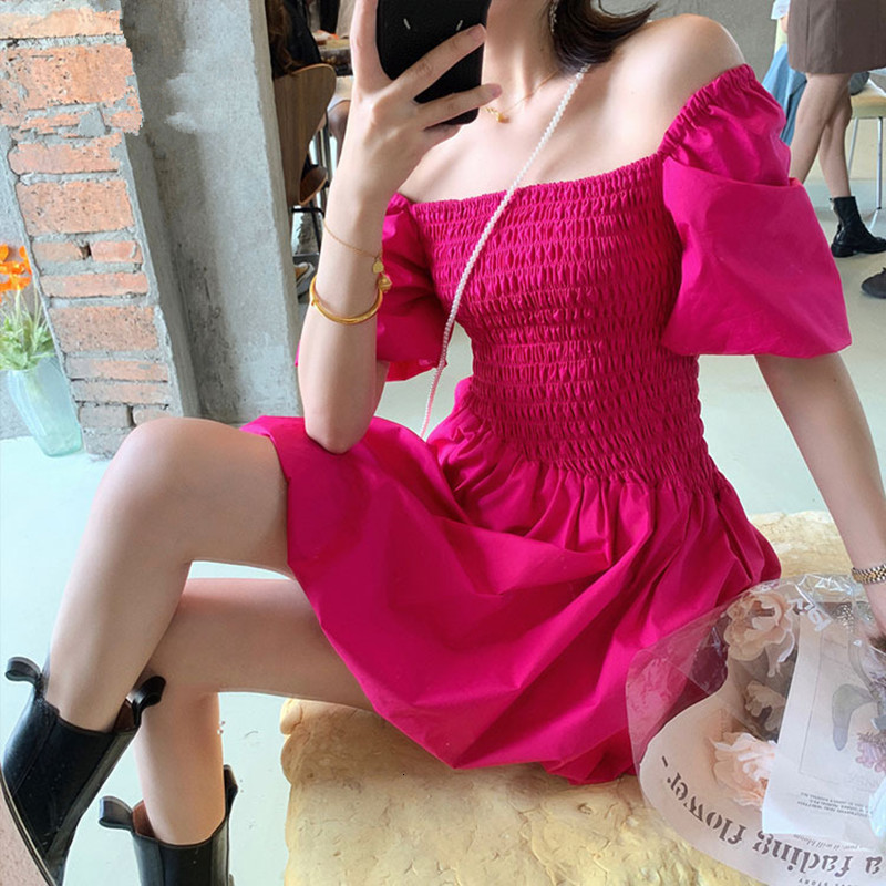 

Casual Dresses Sexy off the shoulder dressed like harajuku in high waist summer mini solid line casual 37A0, 1# packing bag