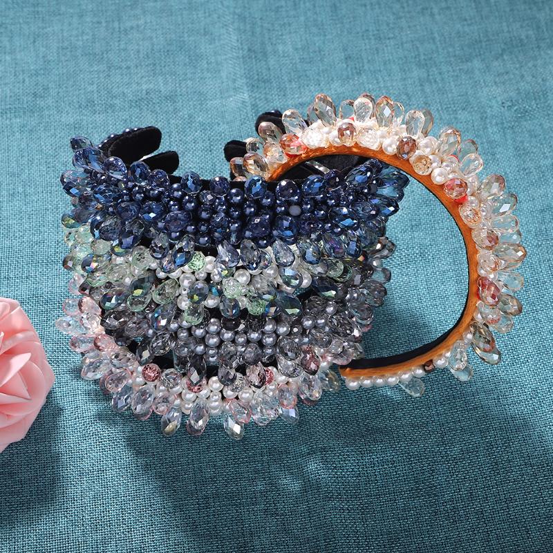 

Hair Clips & Barrettes Dvacaman Luxury Baroque Crystal Full Headband Handmade Multi Color Beaded Hairband Pearls Personalized Hoop Accessori, Golden;silver