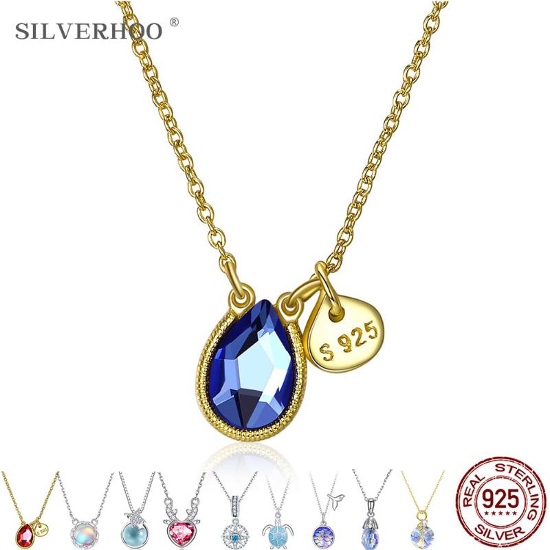 

Other S925 Sterling Silver Pendant Necklace For Women Water Droplets Shape Austria Crystal Necklaces Party Fine Jewelry