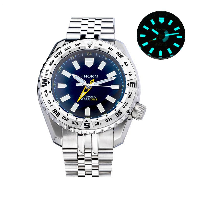 

Wristwatches SHIRRYU Mens GMT Watches, Men Automatic Watch Mechanical Wristwatch Diver 200M Waterproof Luminous Sapphire Chronograph Bezel, Men watch 1