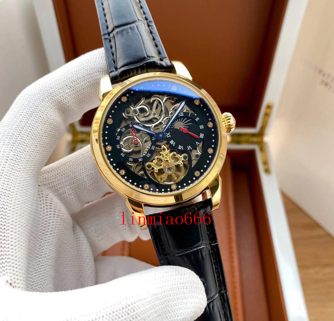 

super watches 117 montre de luxe mens watch 40mm*10mm automatic mechanical movement 316 fine steel watchcase imported calfskin watchband, Slivery;brown