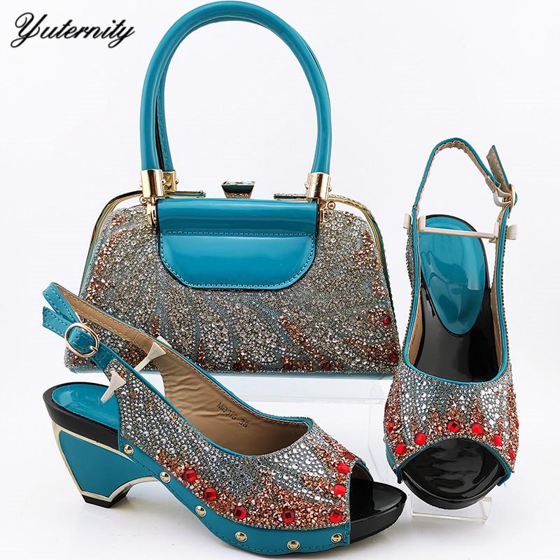

Dress Shoes Latest Italian Woman With Matching Bags For Wedding African Rhinestone Elegant And Set Party On Sale, Black