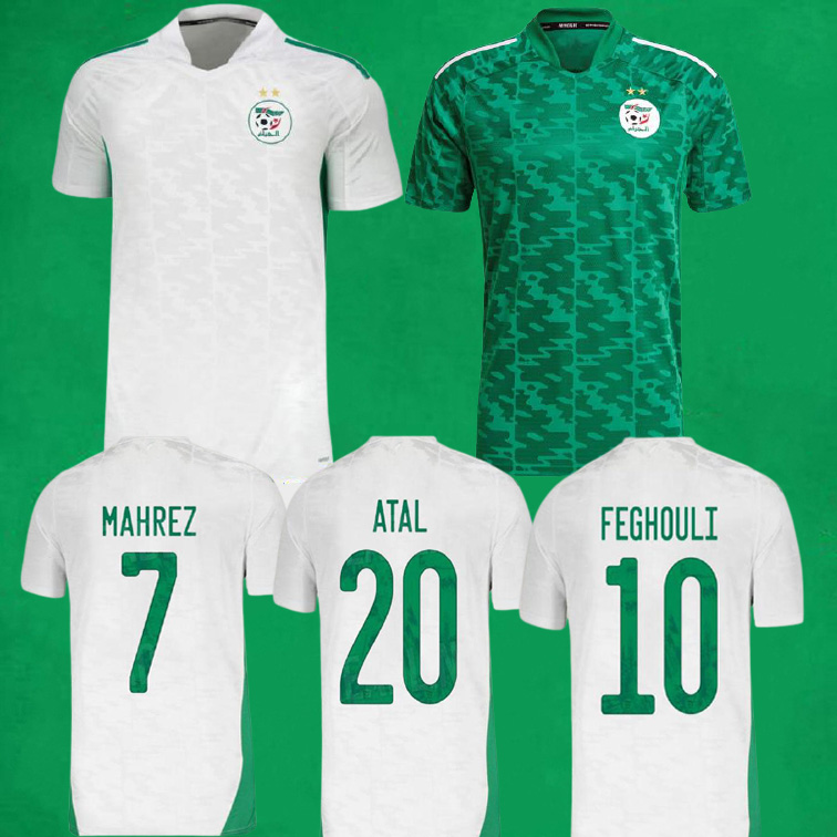 

Maillot algerie 2021 Algérie Fans player version soccer jersey MAHREZ ATAL FEGHOULI SLIMANI BRAHIMI Football Shirts Home Away Men's Kids Kits, Away fans