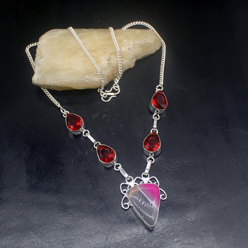

Pendant Necklaces Amazing Fashion Arrival BotswanaAgate Red Garnet Silver Color Women Necklace Chain 46cm 20213435