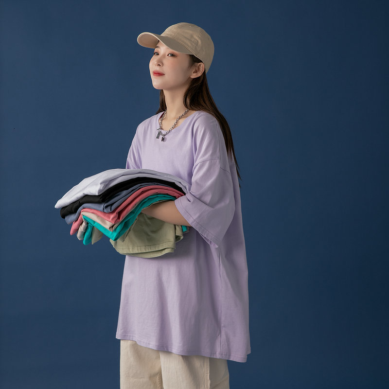 

New Casual Women T-shirt Short Sleeve Korean Style Slim Fitness Cotton Tshirt Top Womens Clothing 2021 Summer Autumn t Shirt Femme Ivbj Jd2h, Green