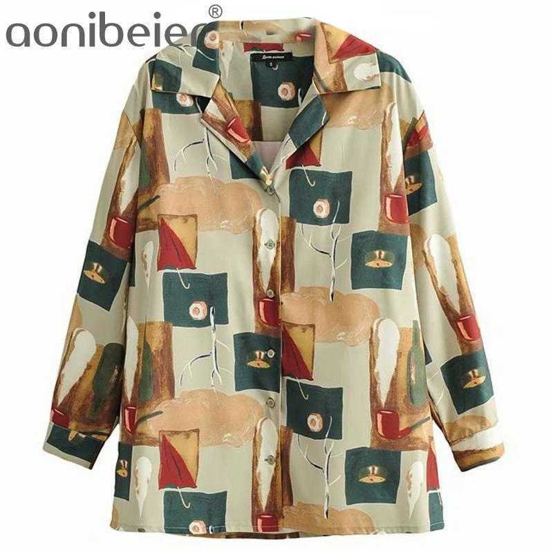 

Ink Painting Print Summer Fashion Drop Shoulder Women Casual Blouses Notched Collar Slit Side Female Regular Fit Shirt 210604, 01