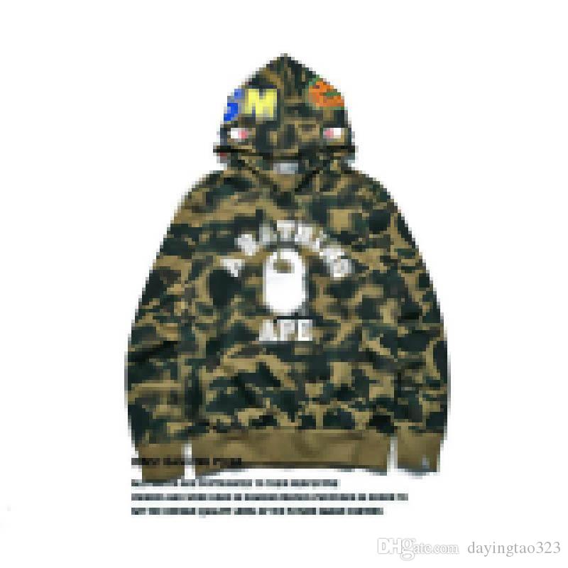 

FREE SHIPPING A BATHING APE 1ST MENS CAMO COLLEGE PULLOVER HOODIE GREEN L NEW COATS, Black