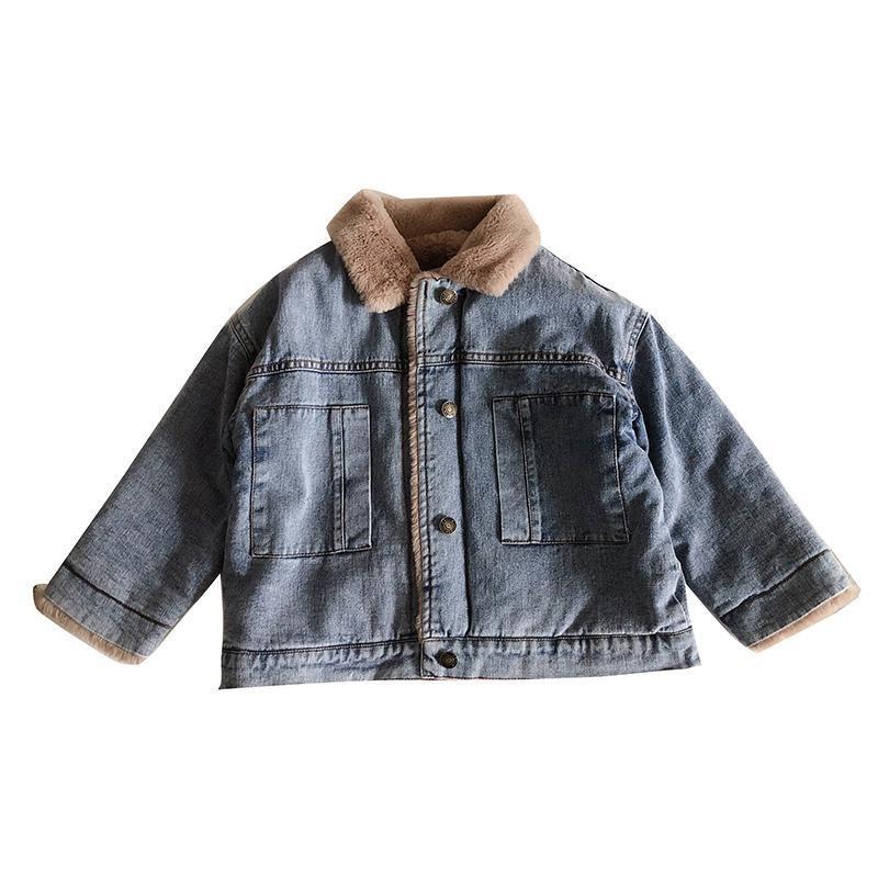 

Jackets Boys Clothes Kids Lamb Denim Fur Coat Autumn Coats For Girls Teddy Bear Cute Warm Jacket Children Snowsuit, Blue;gray