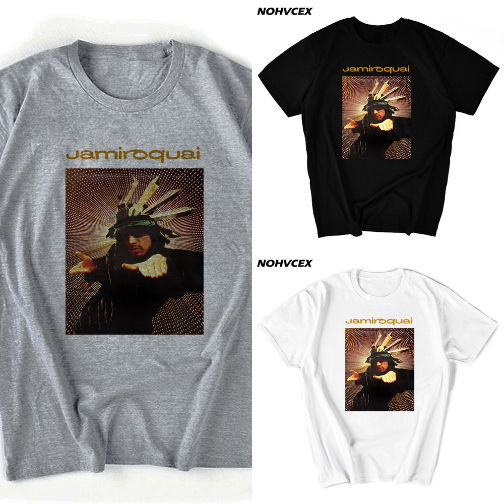 

Men's O-Neck Short Funny Art T-Shirt Jamiroquai Male Tee L0223, White;black