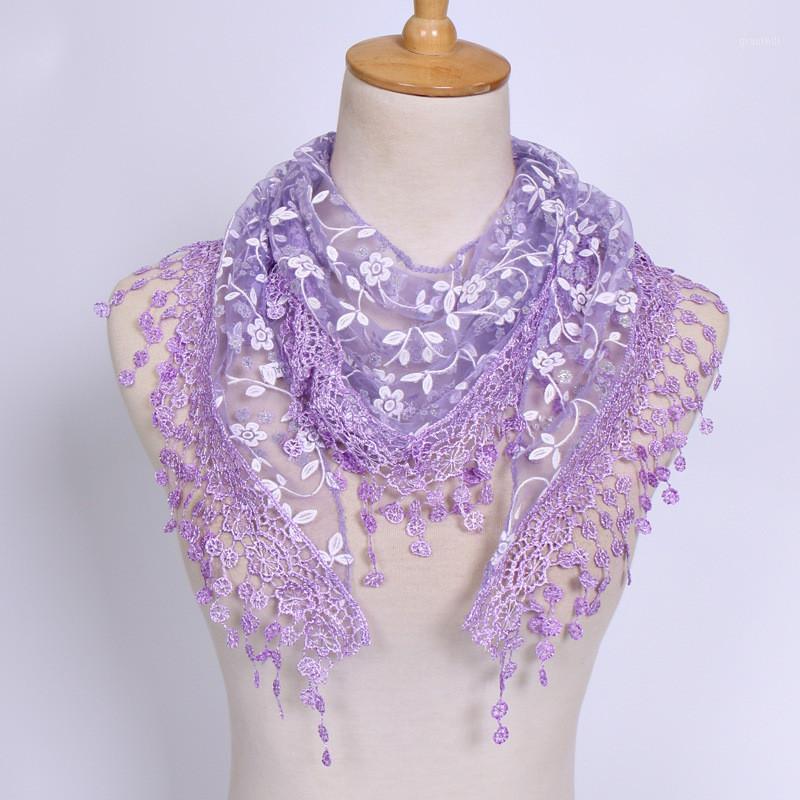 

4% Women Lace Sheer Floral Scarf Shawl Wrap Tassel Fashion Hollow Rose Knit Mantilla Scarves Hijabs, Blue;gray