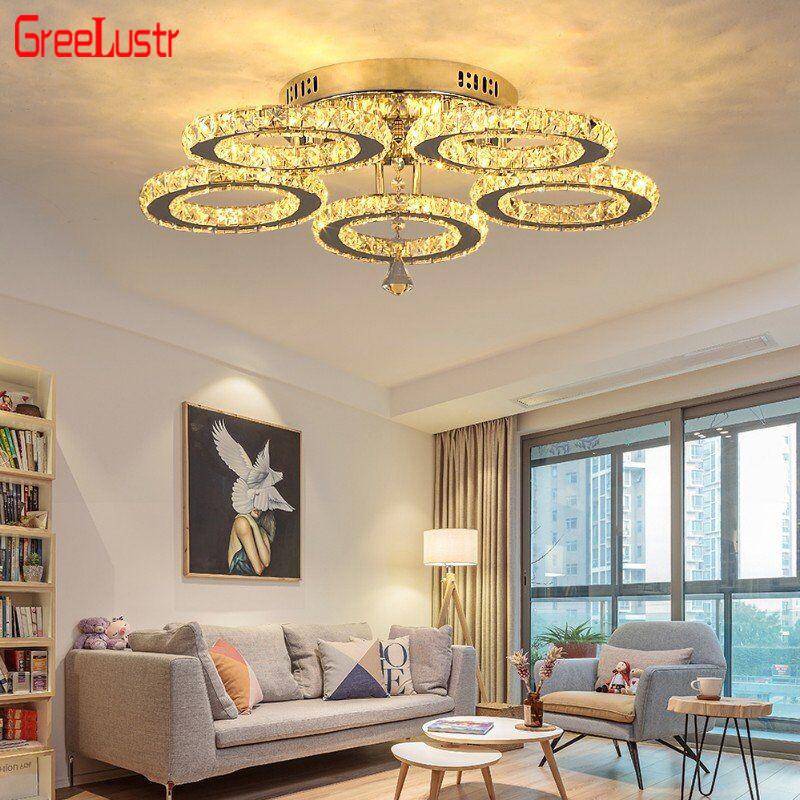 

Ceiling Lights Modern K9 Crystal LED Stainless Steel 3/5 Rings Lusters Plafond For Kitchen Dinning Room Luminaire Light Fixtures