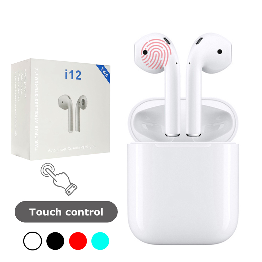 

i12 tws Wireless 5.0 Bluetooth Earphone mini stereo Earbuds sport Headset With Charging Box For Android Xiaomi smartphones, White