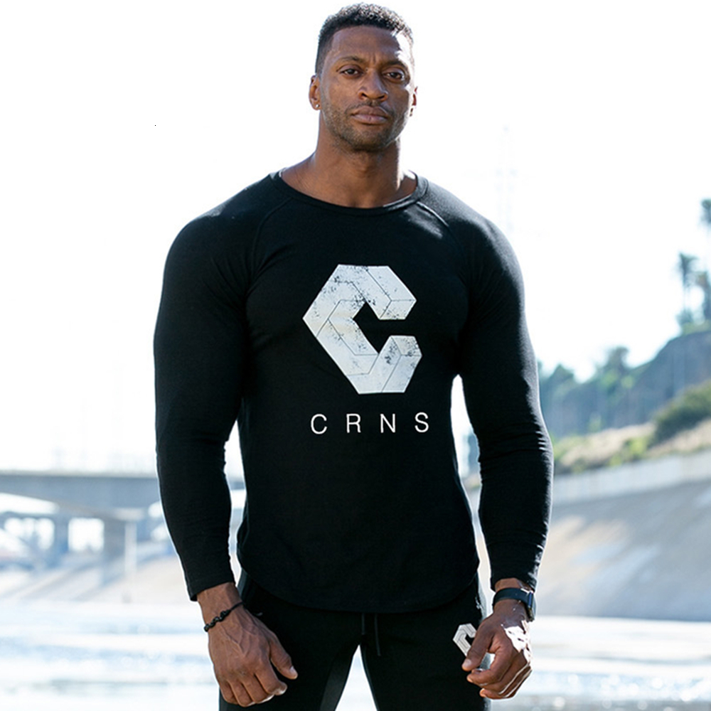 

2021 New Casual Ny Long Sleeves t Shirt Men Gym Fitness Bodybuilding Cotton Print T-shirt Male Workout Black Tees Tops Brand Clothing Heme, White