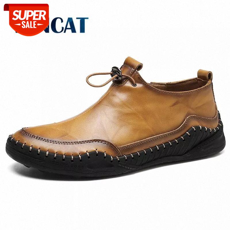 

New Men Shoes Genuine Leather Casual Shoes Handmade Lace-up Men Loafers Comfort Walking Flats Moccasins Size 48 #xg3c