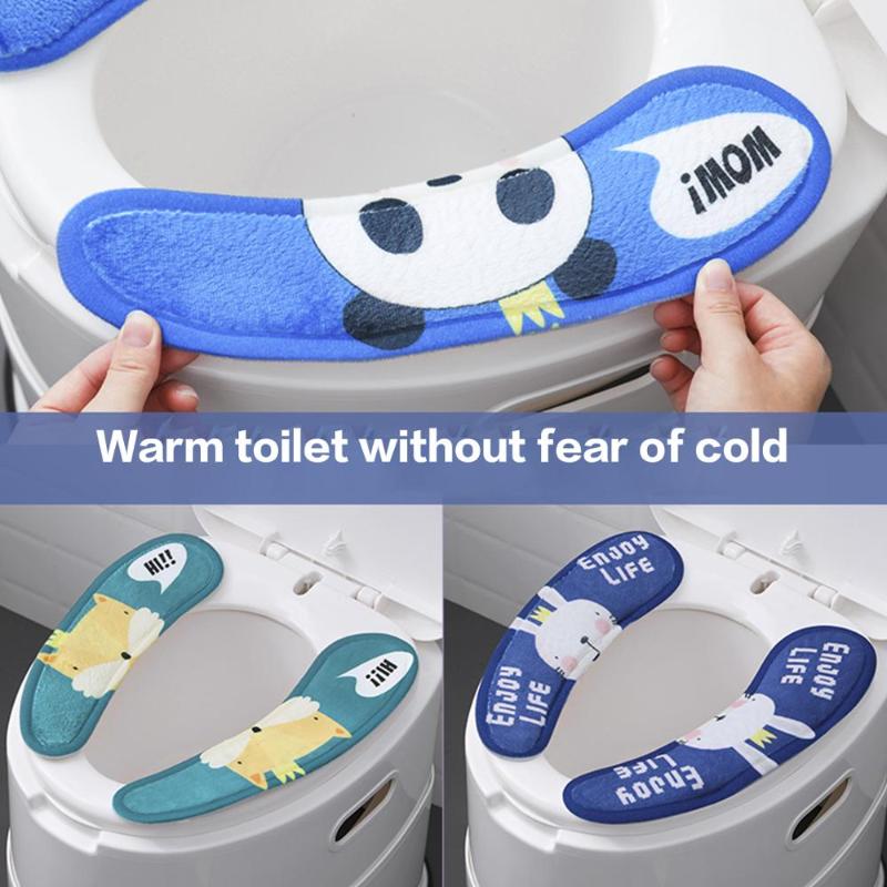 

Cartoon Soft Toilet Seat Cover Pad Washable Health Sticky Waterproof Mat Bathroom Closestool Protector Covers