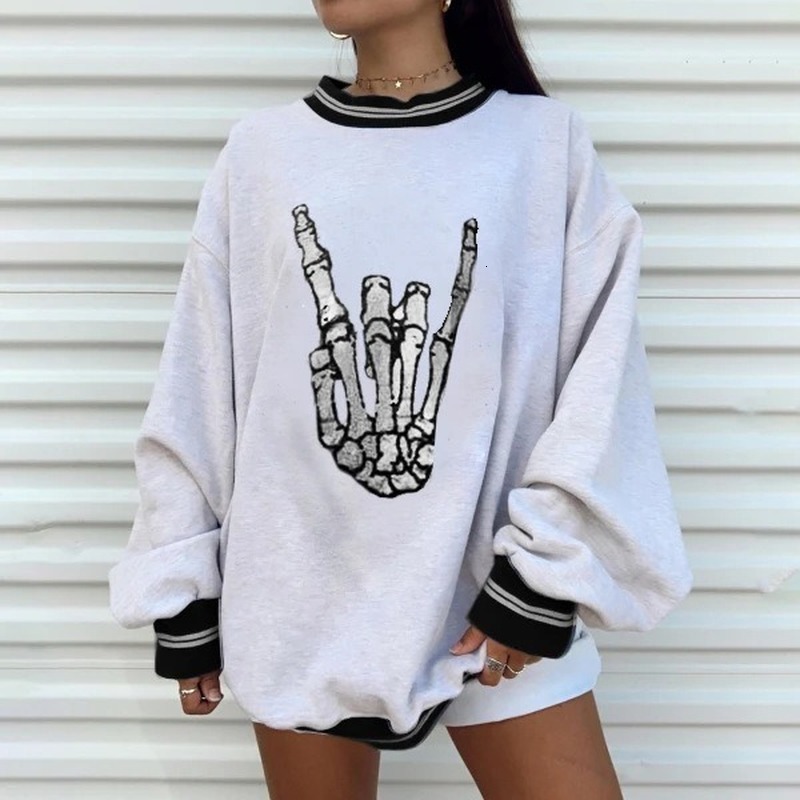

2021 Vintage Pattern Print Lantern Sleeve Oversized Sweatshirt Women Pullovers Autumn New Hoodies Loose Clothes for Teens French G7r1, Style2