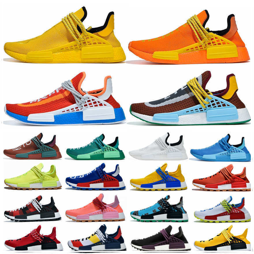 

2021 Pharrell Williams NMD Human Race Men Women Running Shoes Triple White BBC Solar Pack Yellow Blue Nerd Heart Mind Sports Outdoor Shoe, 27