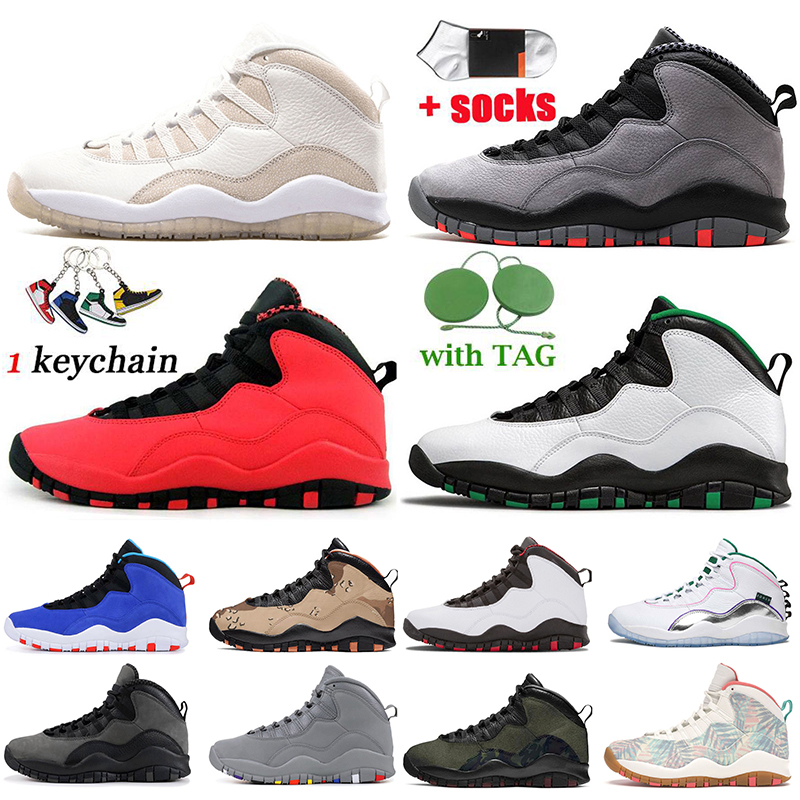 

Mens Trainers 2021 Newest Jumpman 10 10s Basketball Shoes Wings Cement Seattle Cool Grey GS Fusion Red Shadow Chicago Desert Woodland Camo Smoke Sneakers, #13 im back