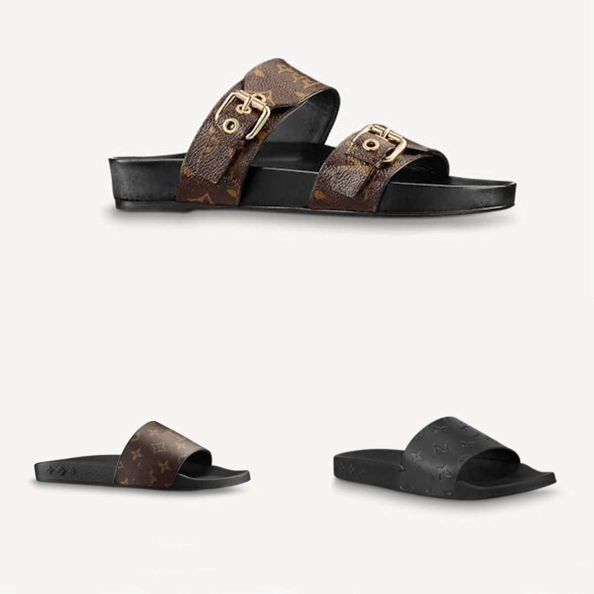 

Thick bottom women Sandal Designer Shoes Luxury Slides Summer Fashion Wide Flat Slipper men and women Sandals Slippers Flip Flops, Black