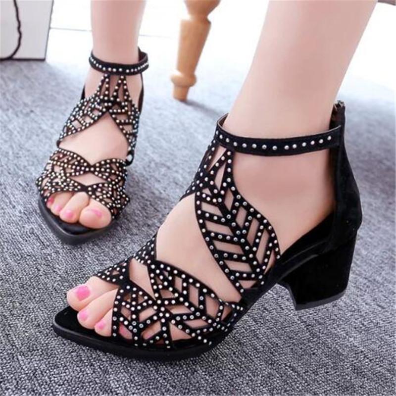 

Sandals Ladies Fashion Rhinestone Hollow Fish Mouth Light And Comfortable All-match Casual Walking Female, 01rhinestone