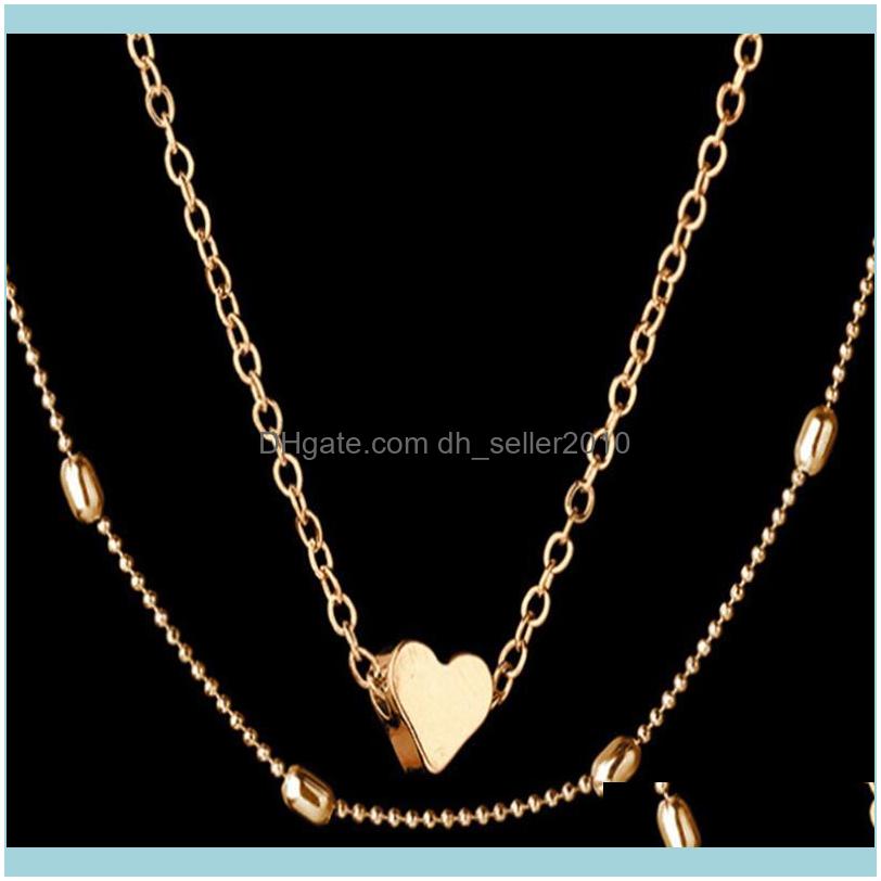 

Necklaces & Pendants Jewelrydouble Layers Gift Wedding Heart Pendant Aessories Metal Jewelry Birthday Anniversary Party Women Necklace Choke