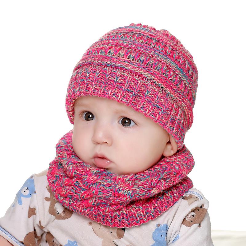 

Scarves 0-2 Years Old Boys Girls Warm Scarf Winter Baby Collar Neck Protection Knit Wool Plus Velvet Thick Pure Color Children's Bib A98