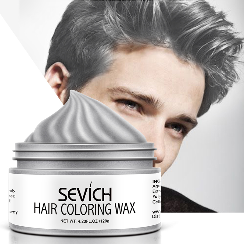 

Sevich Temporary Hair Color Wax Men Diy Mud One-time Molding Paste Dye Cream Hair Gel for Hair Coloring Styling Silver Grey 120g