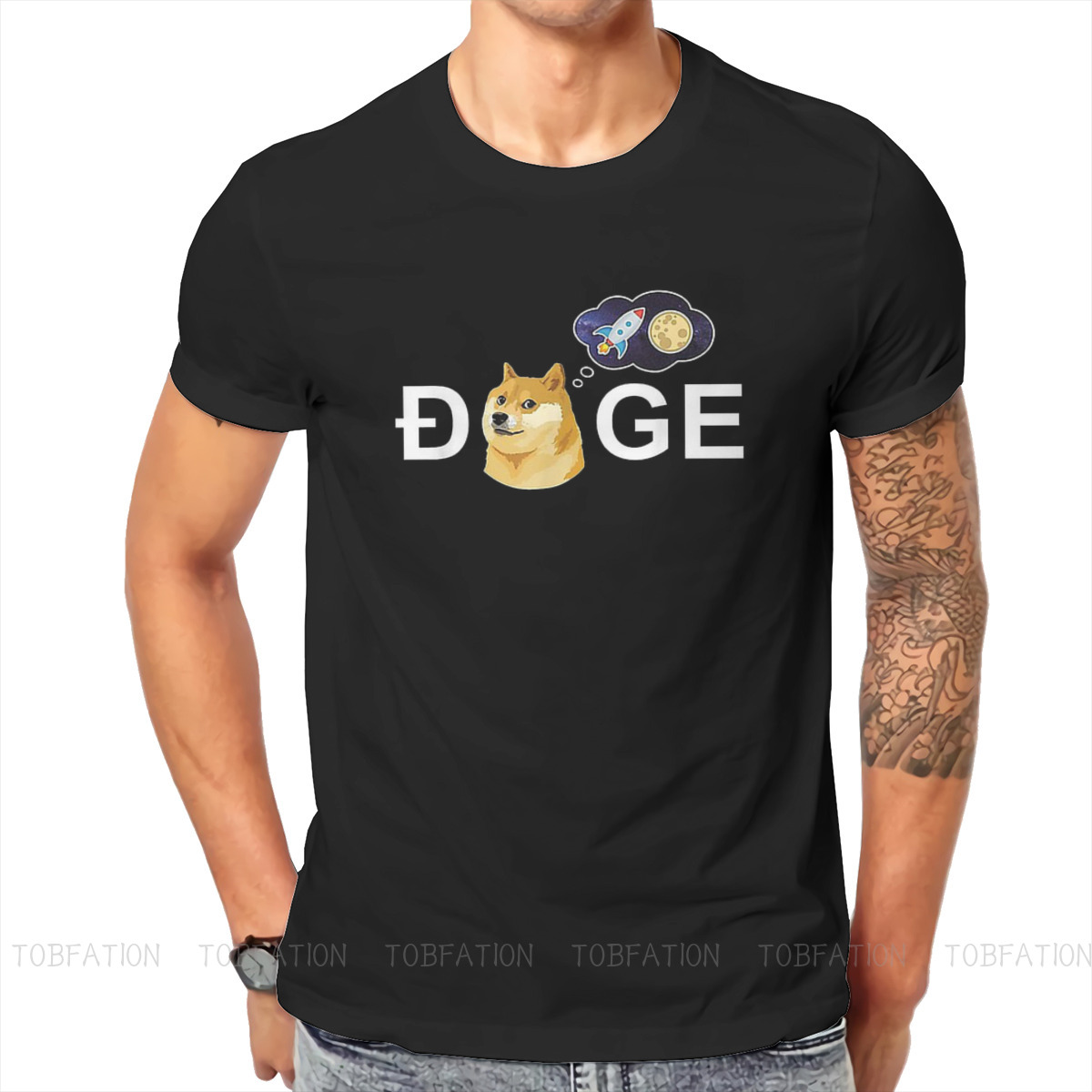 

Bitcoin Cryptocurrency Art Dogecoin Doge HODL To the Moon Meme T Shirt Vintage Oversized Cotton Men Tees Harajuku O-Neck TShirt, White