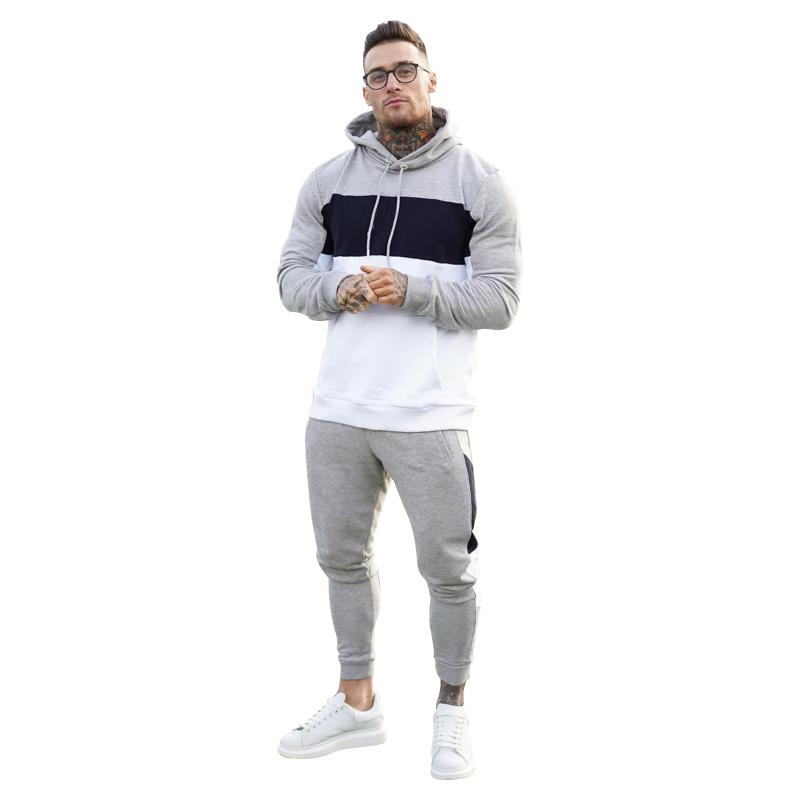 

Men's Hoodies & Sweatshirts 2021 Autumn And Winter Jogging Patchwork Solid Color Sportswear+ Trousers Suit Hoodie Fleece Warmth Fashion Casu, Black