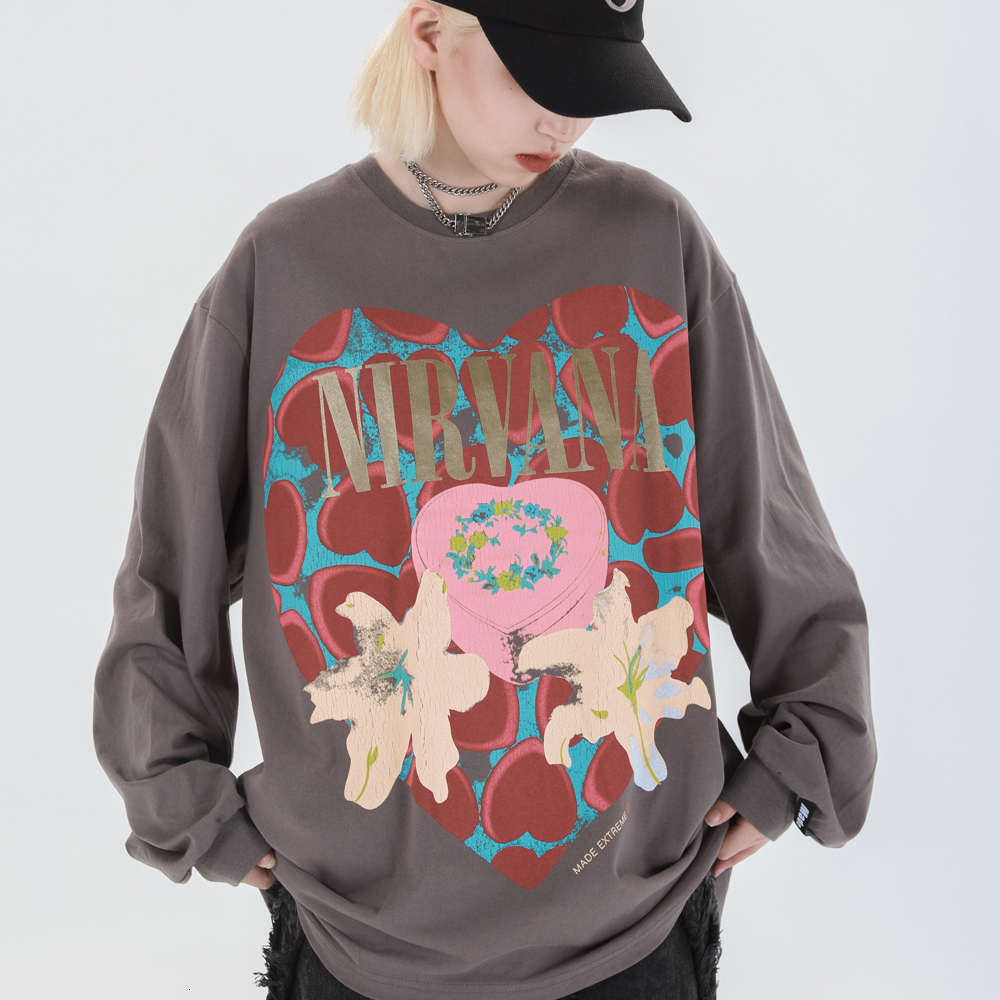 

2021 New Oversized Grey Clothes Sloth Streetwear Tees Women Vintage Retro Angel Graphic Long Sleeve Shirts Gothic Tshirt 0xee, White
