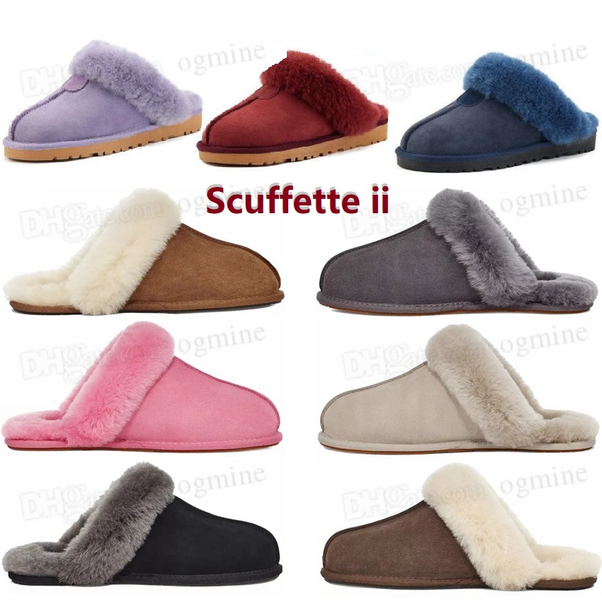 

designer australian snow Half slippers scuffette ii woman classic Solid color fluff fuzz yeah slide womens girl lady winter flat australia fur Furry sliders 35-42, Hello