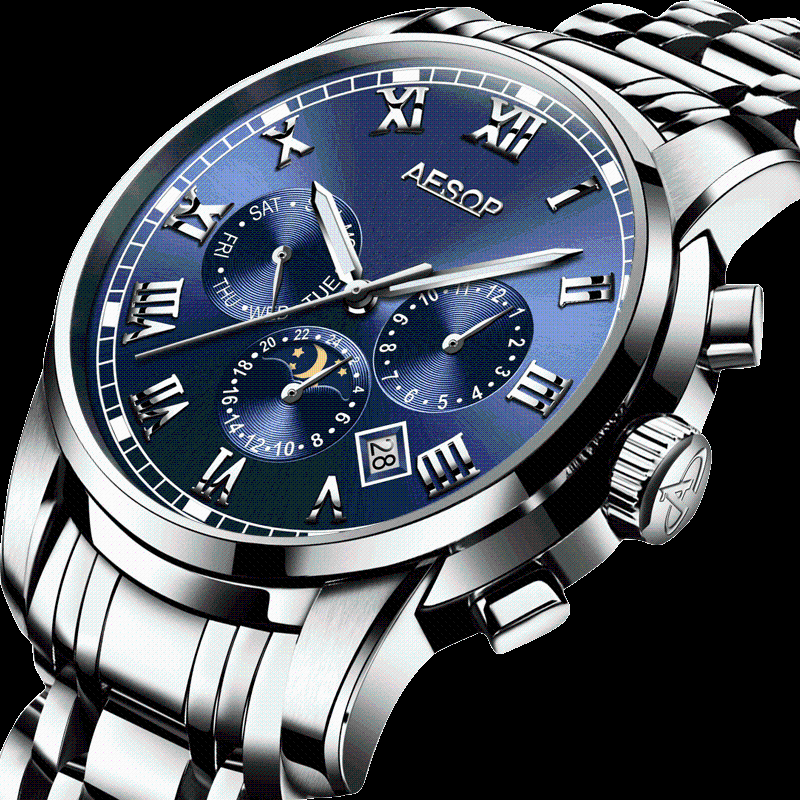

Wristwatches Aesop Men's Mechanical Watches Fashion Luxury Wrist Watch Automatic Men Waterproof Multifunction Chronograph Reloj Hombre