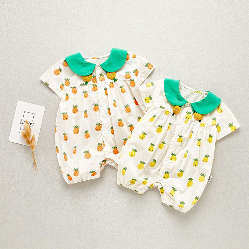 

born baby's clothing accessories pack fart clothes boy's short sleeve cartoon one-piece summer children's, White
