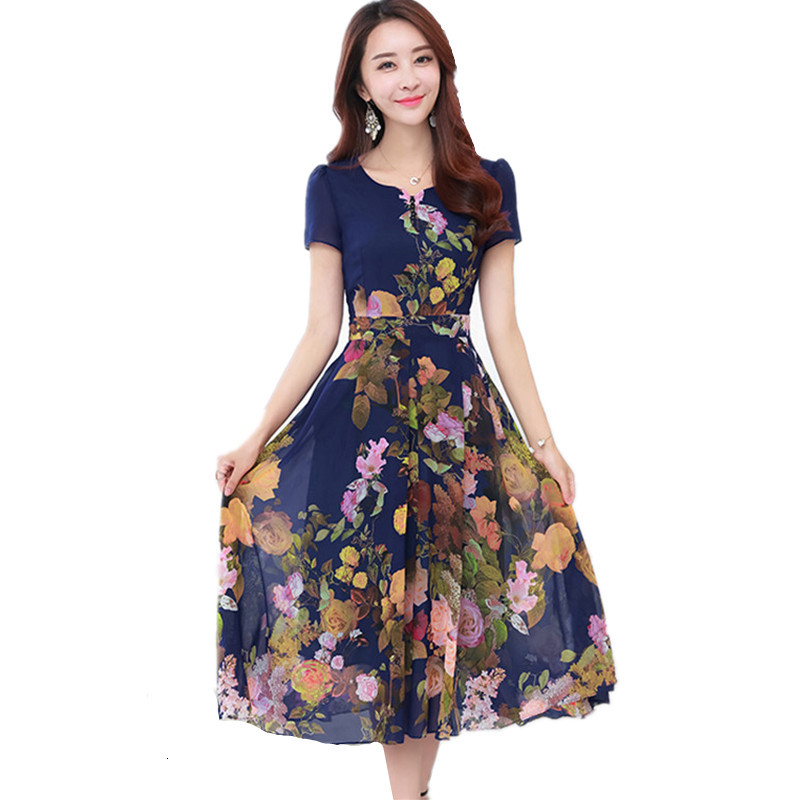 

2021 New V-neck Green Slim Bohemian Robe Femme Vintage Chiffon Vestido Floral Summer Women Beach Plus Size 5xl Es Fyy576 Vqef