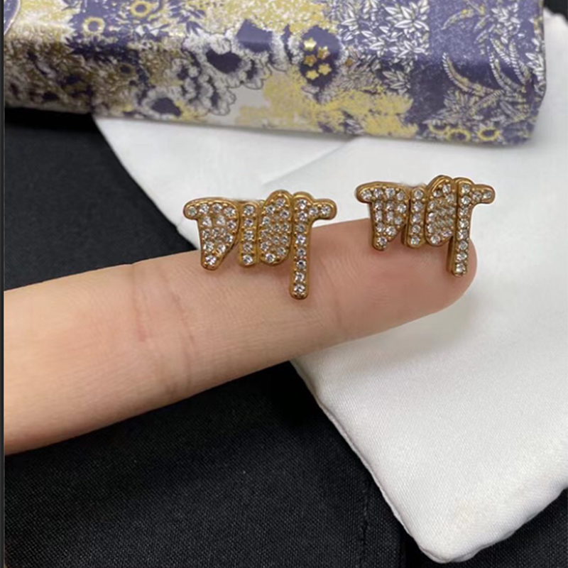 

Designer Stud Earrings For Women Rose Gold Jewelry Luxury Letter D Classic Diamond Ear studs Fashion Party Hoops Earring Gril D2109101HL