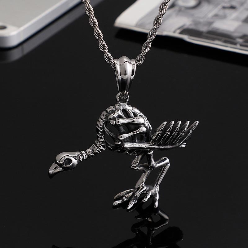 

Pendant Necklaces Punk Gothic Bird Bone Necklace Stainless Steel Vulture Skeleton For Men Women Rock Hip Hop Jewelry Wholesale