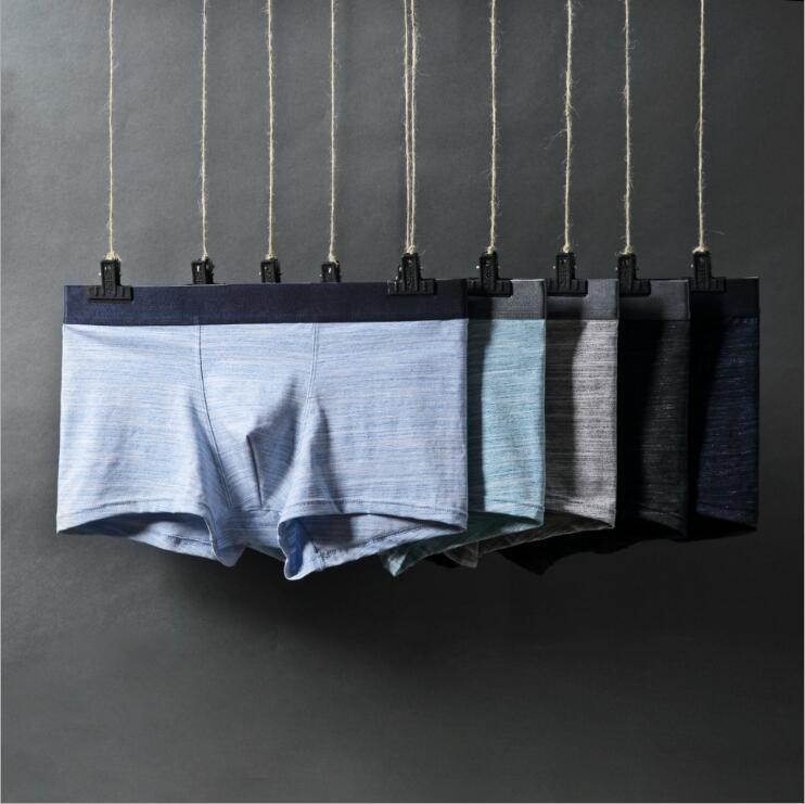 

Men Male Underwear Mens Boxer No side Seam Sexy Striped Cotton Man Underwear Boxer Fringe Underpants Independent U Codp Iece, Black;white