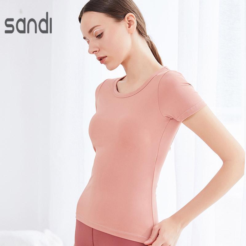 

Women Hollow Out Yoga Top Removable Padded Push Up Sports Gym Running Short Sleeve T-shirts Crop Fitness Shirts Outfit, Red