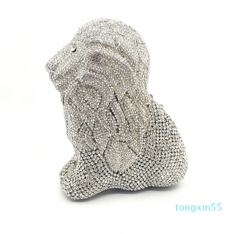

lion shape Crystal Evening Clutches Bag Hollow Out Women Metal Clutch Purse Wedding Party Prom Dinner Handbag cross body bags, Color same as pictur