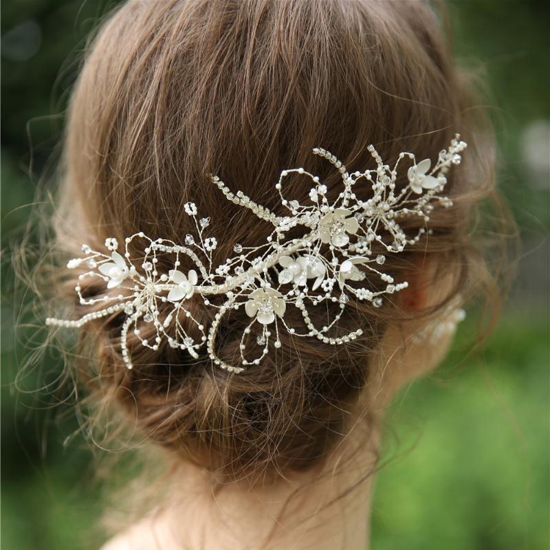 

Hair Clips & Barrettes Antique Silver Bridal Jewelry Handmade Floral Comb Wedding Accessories Brides Headpiece 2021, Golden;silver
