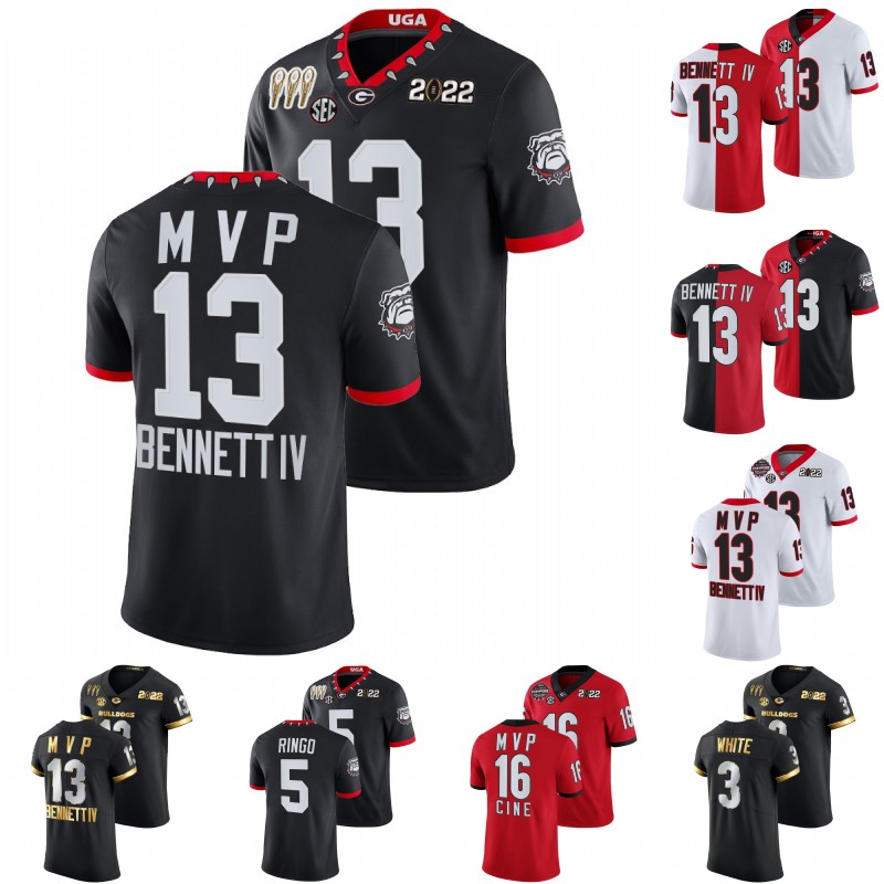 

#13 Stetson Bennett IV Georgia Bulldogs 3X CFP National Champions Black NCAA Football Jersey Kirby Smart Kelee Ringo Zamir White Lewis Cine Brock Bowers Jalen Carter, Custom black